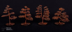 Set of 4 Flame Patina Copper Collection by Metal Bonsai MG282